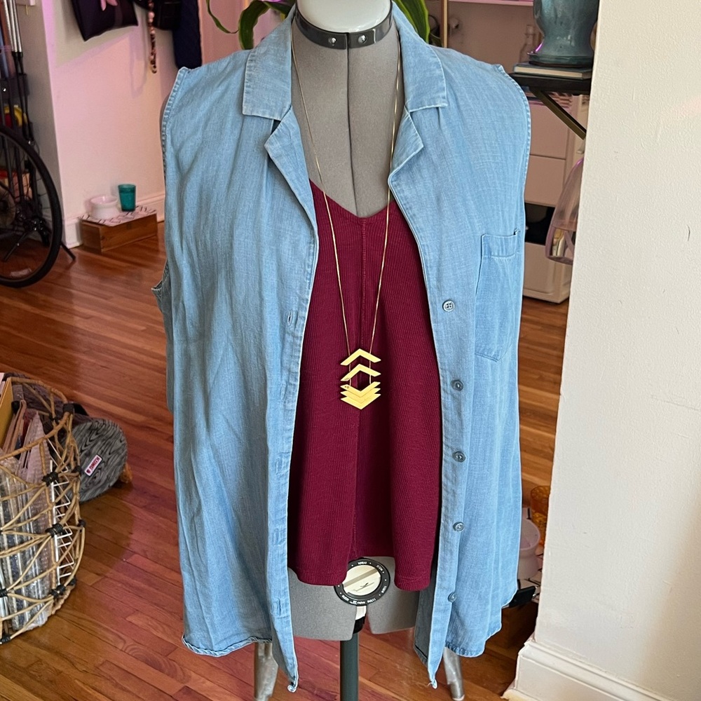 Who What Wear Denim Sleeveless Top, XL